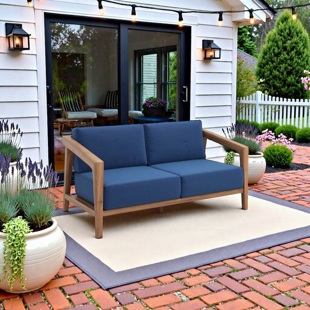 Brown Patio Furniture Loveseat, Outdoor Patio Couch for Garden or Deck