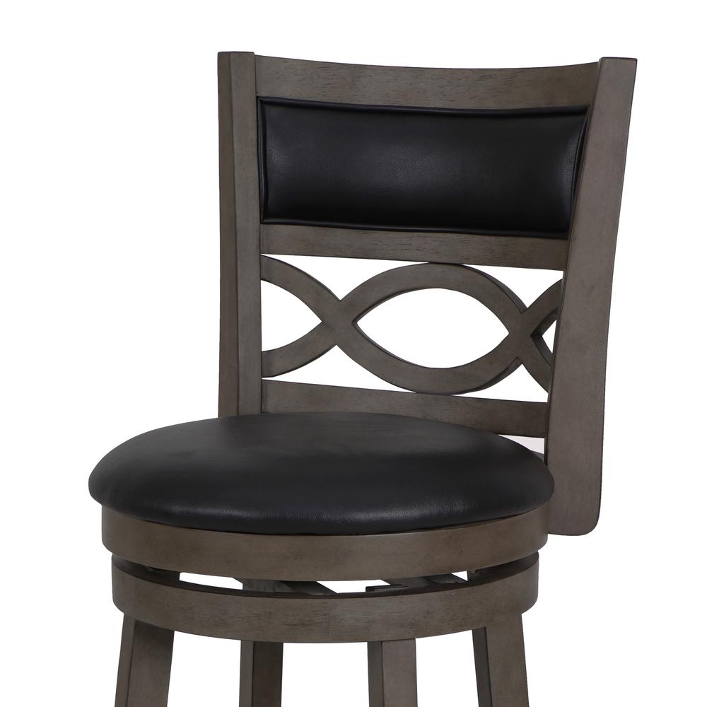 Manchester 24" Wood Counter Stool with Black PU Seat in Ant Gray