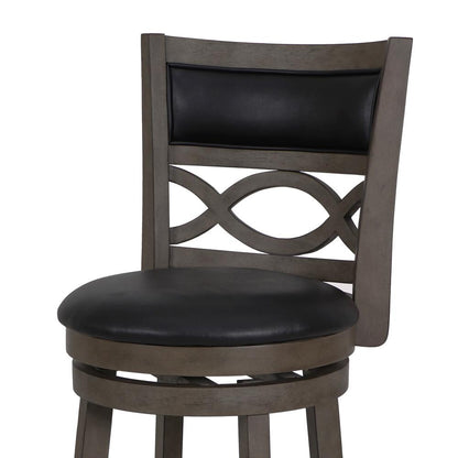 Manchester 24" Wood Counter Stool with Black PU Seat in Ant Gray