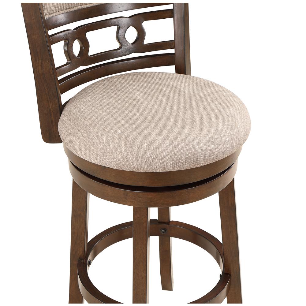 Gia 29" Solid Wood Swivel Bar Stool with Fabric Seat in Cherry