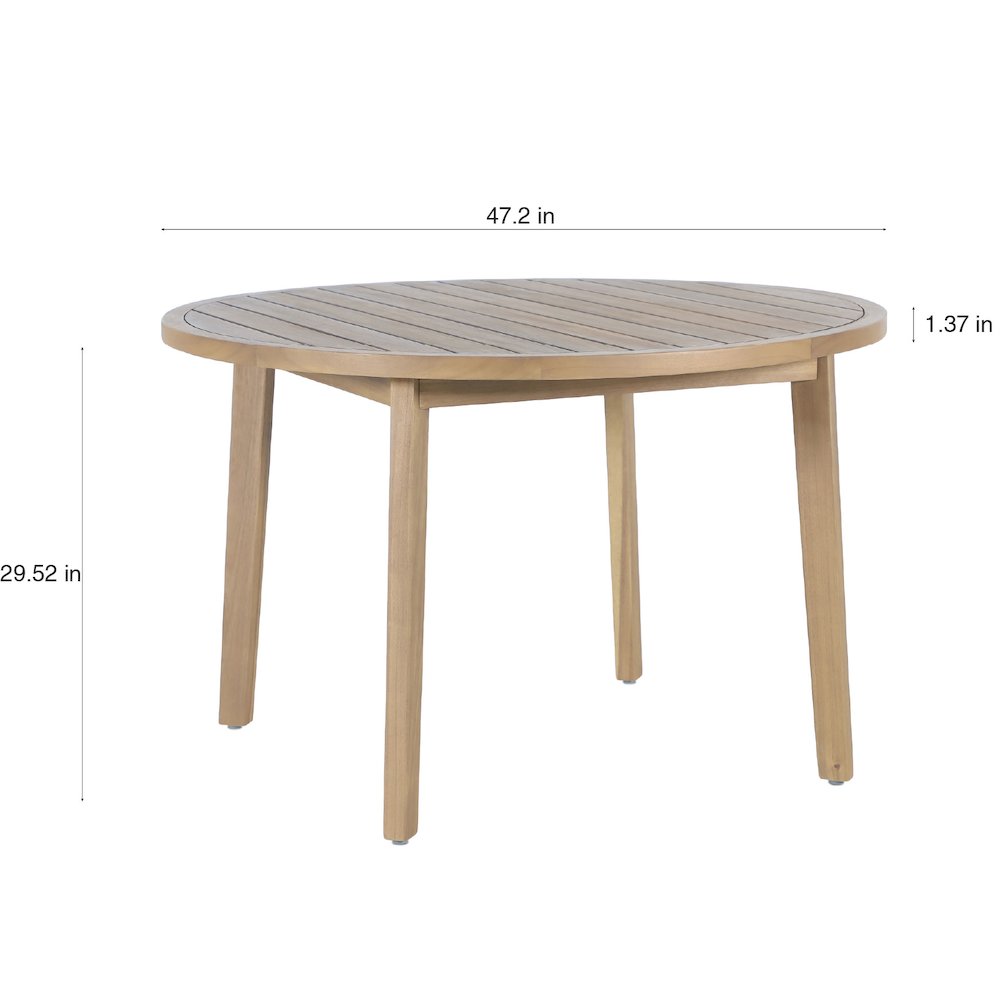 Arden Wood Round Patio Dining Table in Natural