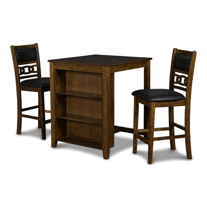Furniture Gia Solid Wood Counter Table  2 Chairs in Brown