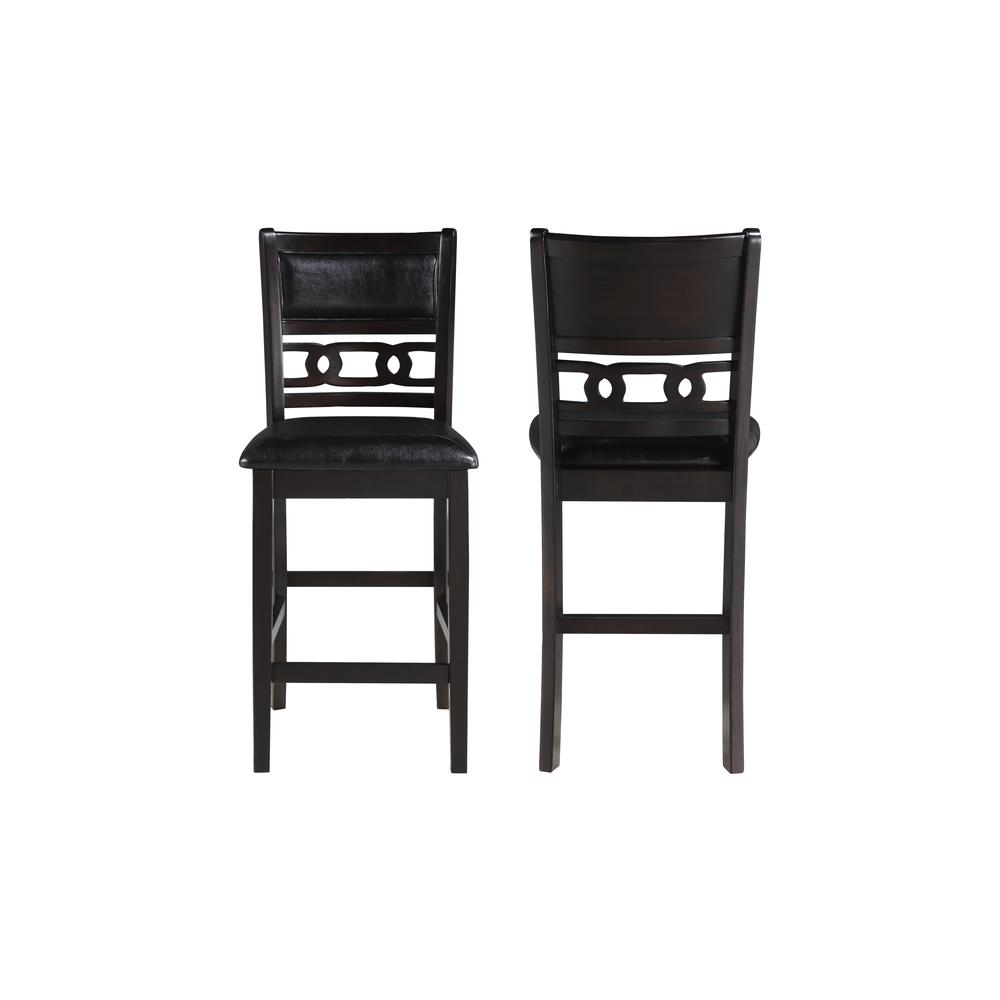 Furniture Gia Solid Wood Counter Chairs in Ebony Black (Set of 2)