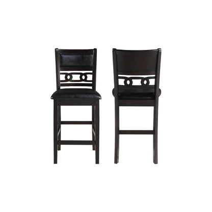 Furniture Gia Solid Wood Counter Chairs in Ebony Black (Set of 2)