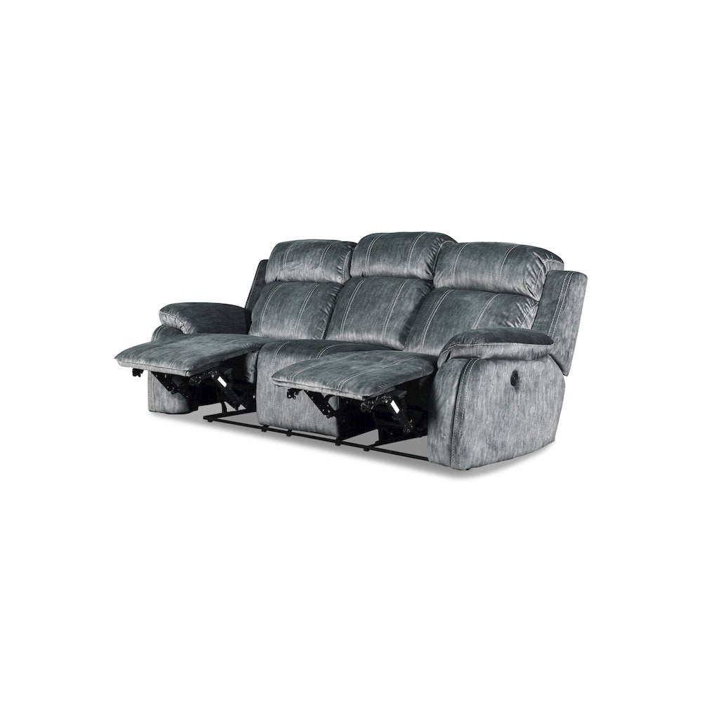 Furniture Tango Polyester Fabric Dual Recliner Sofa in Shadow Gray