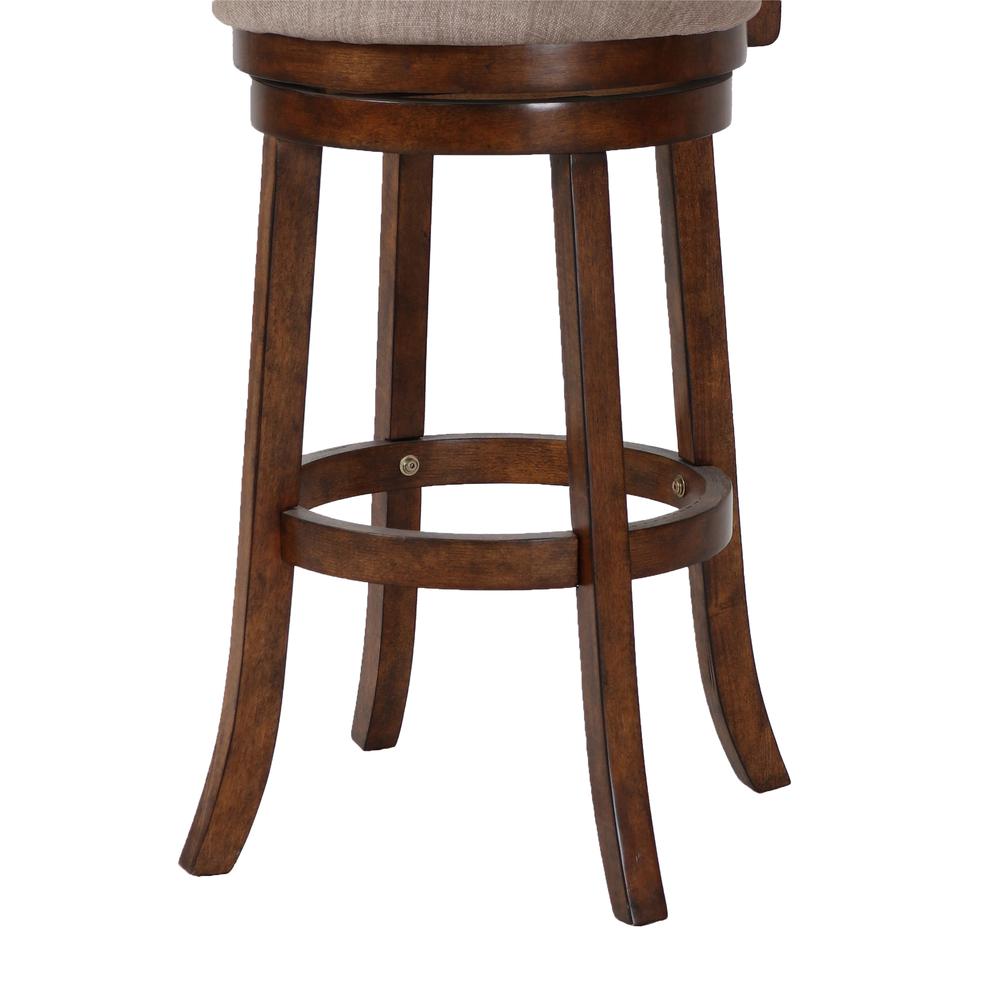 Aberdeen Wood Swivel Bar Stool with Fabric Seat in Dark Brown