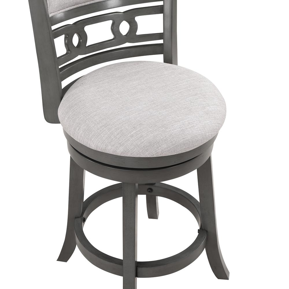 Gia 24" Solid Wood Swivel Counter Stool with Fabric Seat in Gray