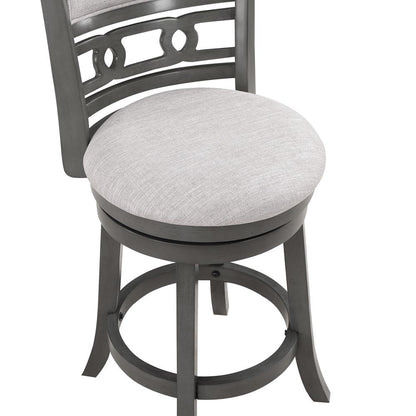 Gia 24" Solid Wood Swivel Counter Stool with Fabric Seat in Gray