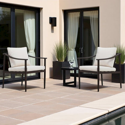 White Outdoor Chairs Set of 2, Metal Patio Chairs for Garden or Deck Use