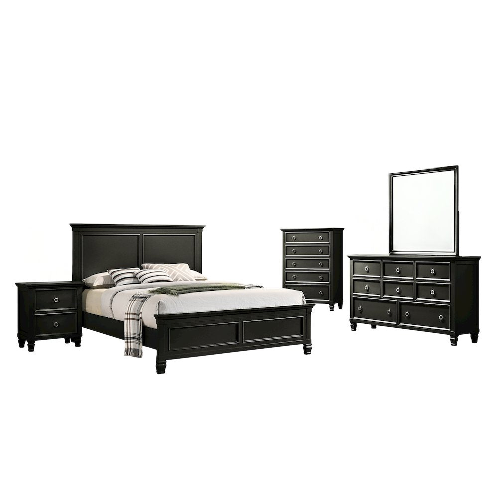 Furniture Tamarack 5-Piece Wood Queen Bedroom Set in Black
