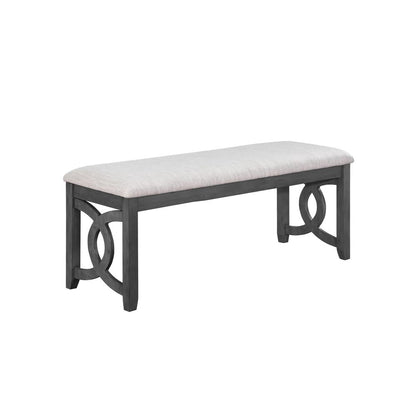 Furniture Gia 46" Solid Wood and Polyester Bench in Gray