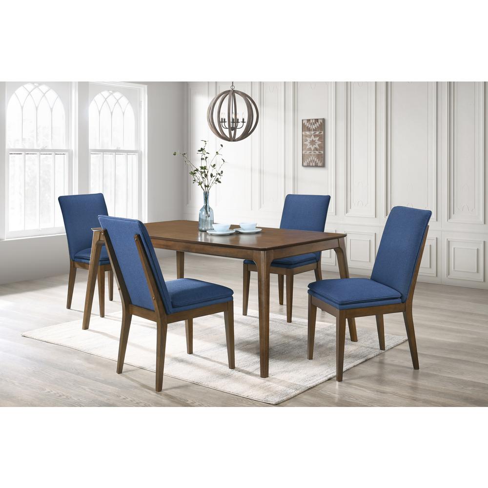 Maggie Dining Chair W/Blue Cushion-Walnut (2pcs)