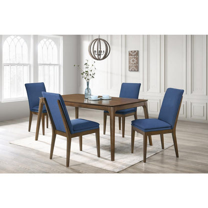 Maggie Dining Chair W/Blue Cushion-Walnut (2pcs)