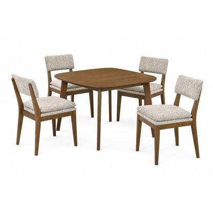 Miller 5-Pc Wood Square Dining Set w Side Chairs in Walnut
