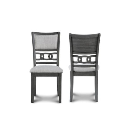 Gray Solid Wood Dining Table with 4 Chairs, 47" Round Table with Storage