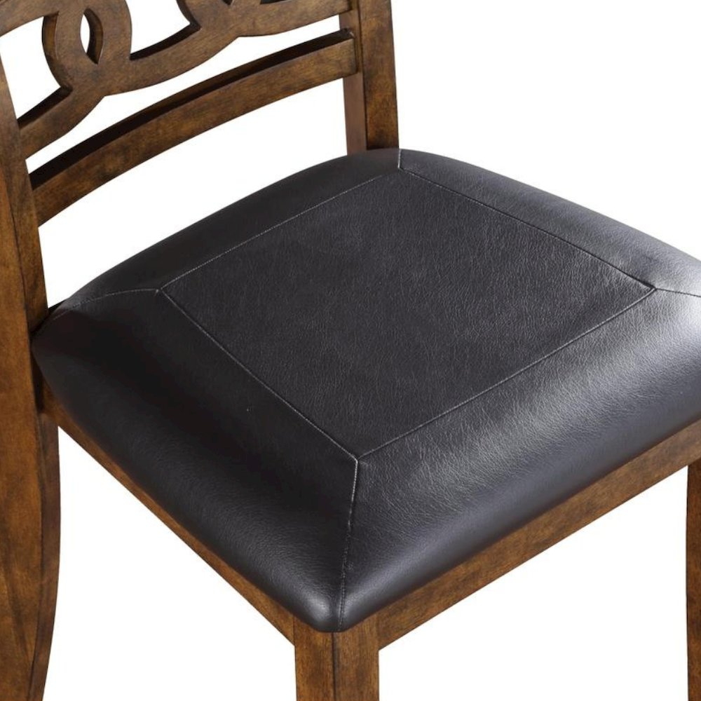 Solid Wood Dining Chair Set of 4 PU Seat Transitional Brown Style