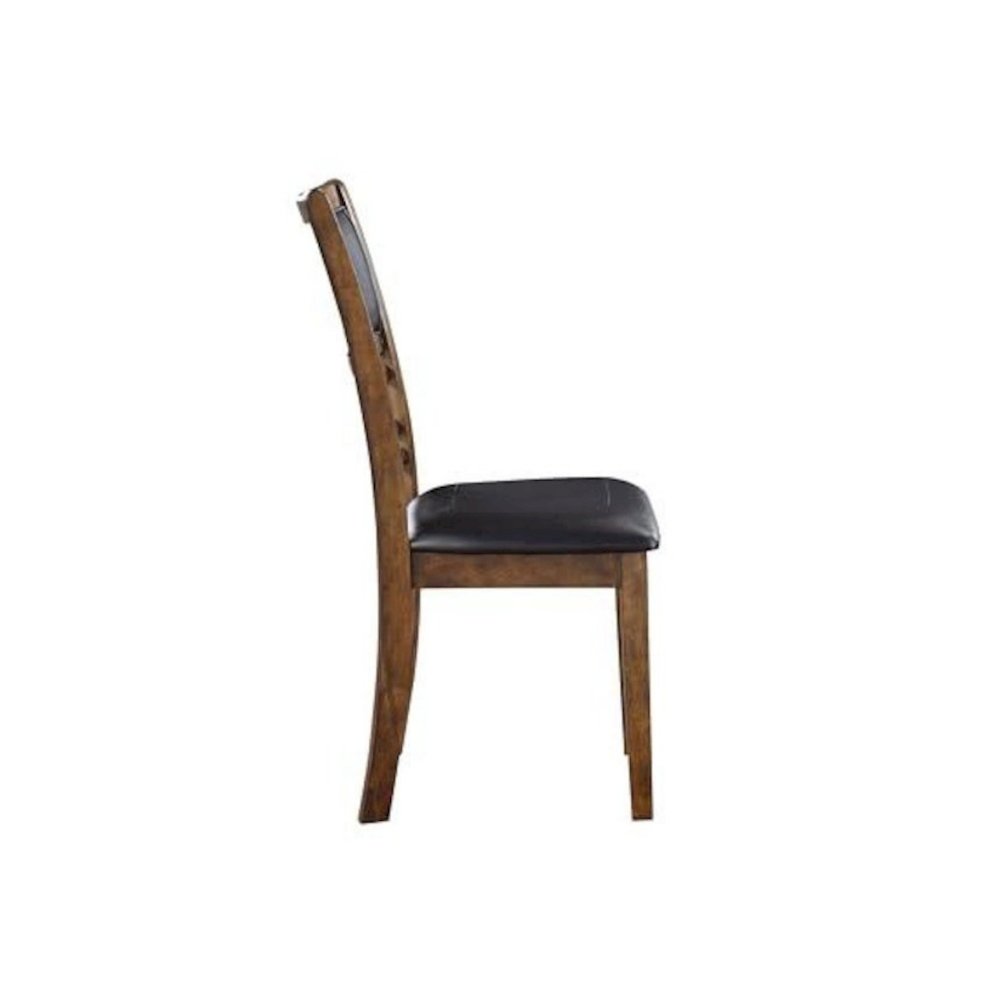 Wood Dining Chair Set of 4 PU Seat Ebony Brown
