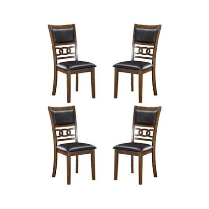 Wood Dining Chair Set of 4 PU Seat Ebony Brown