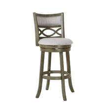 Wood Swivel Bar Stool Set of 2 Gray Fabric