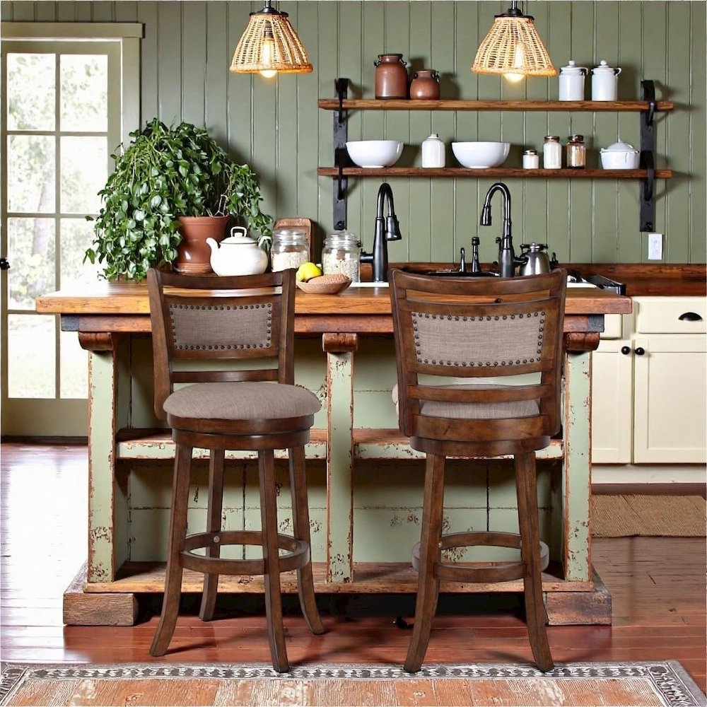 Swivel Bar Stools with Backs – Extra Tall Counter Height Stools, Set of 2