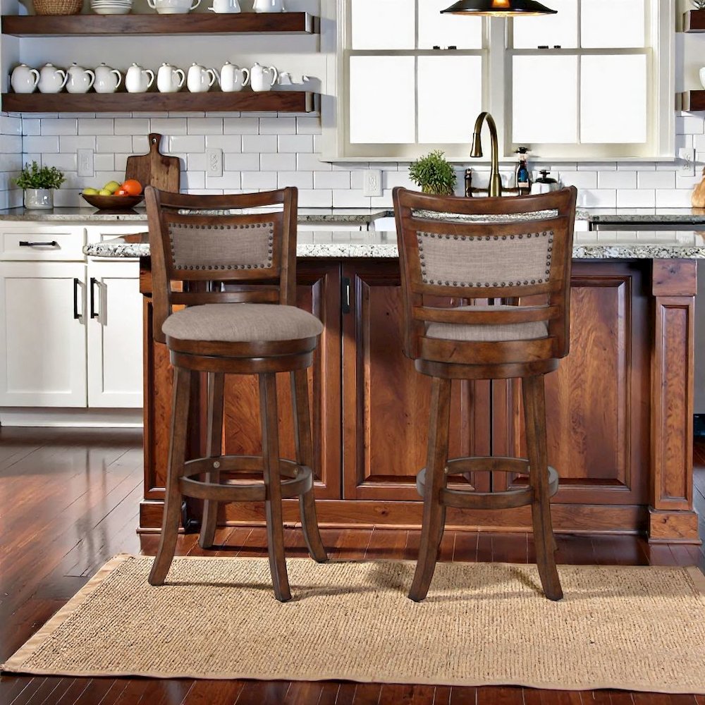Swivel Bar Stools with Backs – Extra Tall Counter Height Stools, Set of 2