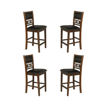 Brown Wood Counter Height Dining Chair Set of 4, PU Seat, Solid Construction