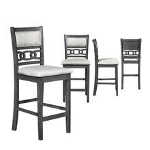 Solid Wood Counter Height Bar Stools, Upholstered Back, Gray, Set of 4