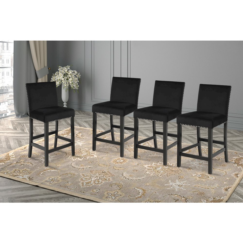 Celeste Wood Counter Chair in Black (Set of 4)
