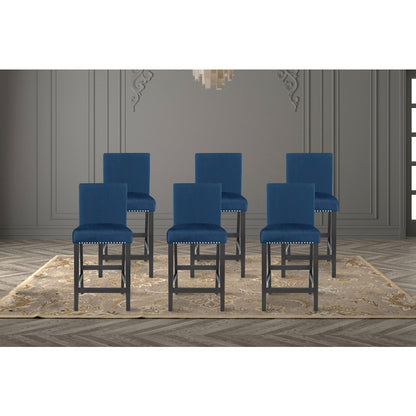 Celeste Wood Counter Chair in Blue (Set of 6)