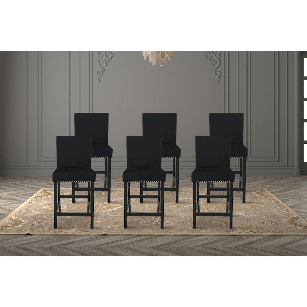 Celeste Wood Counter Chair in Black (Set of 6)