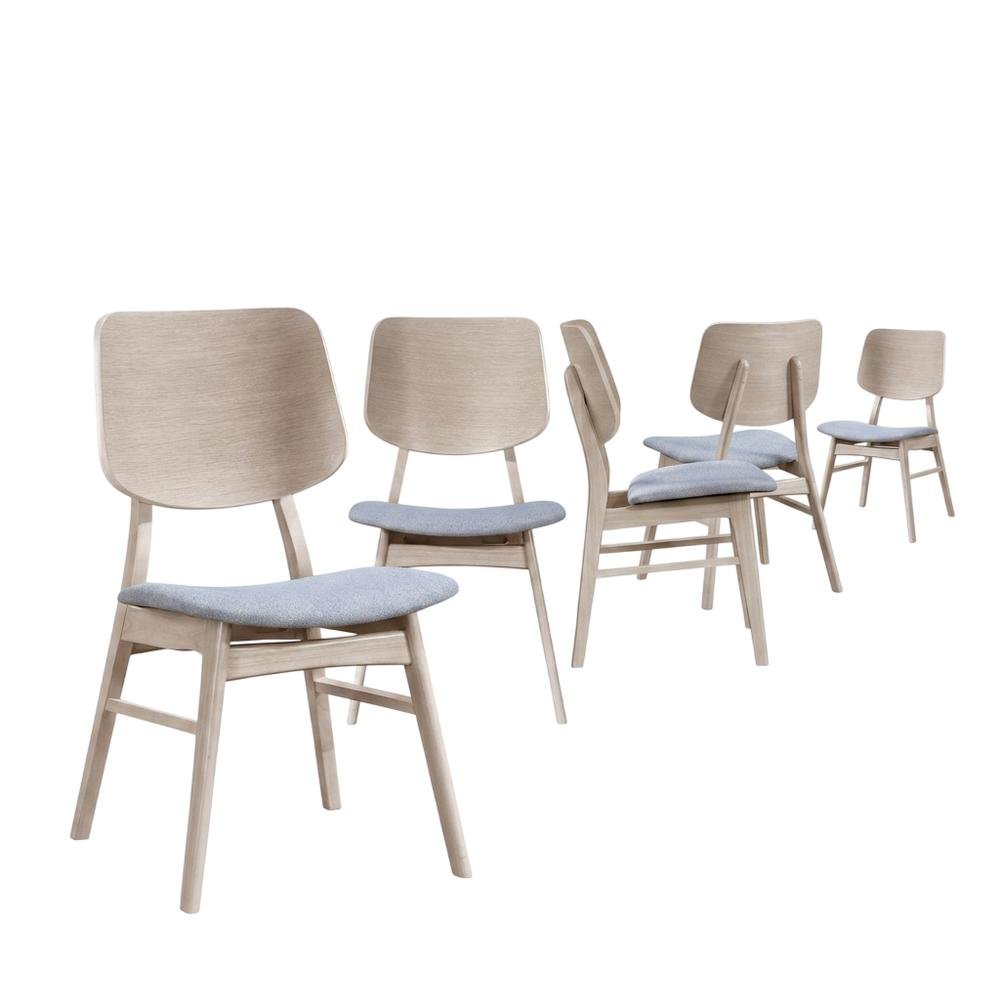 Fabric-Upholstered Wood Dining Chairs for Kitchen and Dining Room, Set of 6