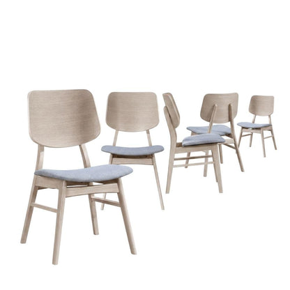 Fabric-Upholstered Wood Dining Chairs for Kitchen and Dining Room, Set of 6