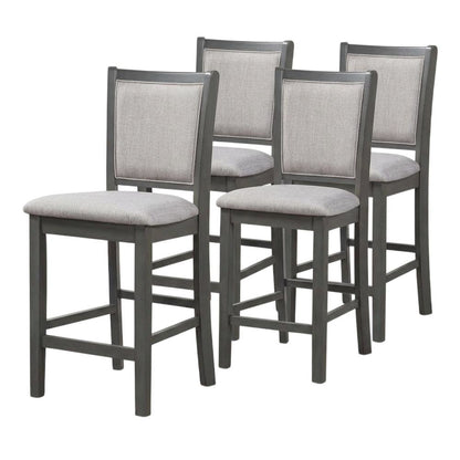 Solid Wood Counter Height Bar Stools with Polyester Upholstered Seats, Set of 4
