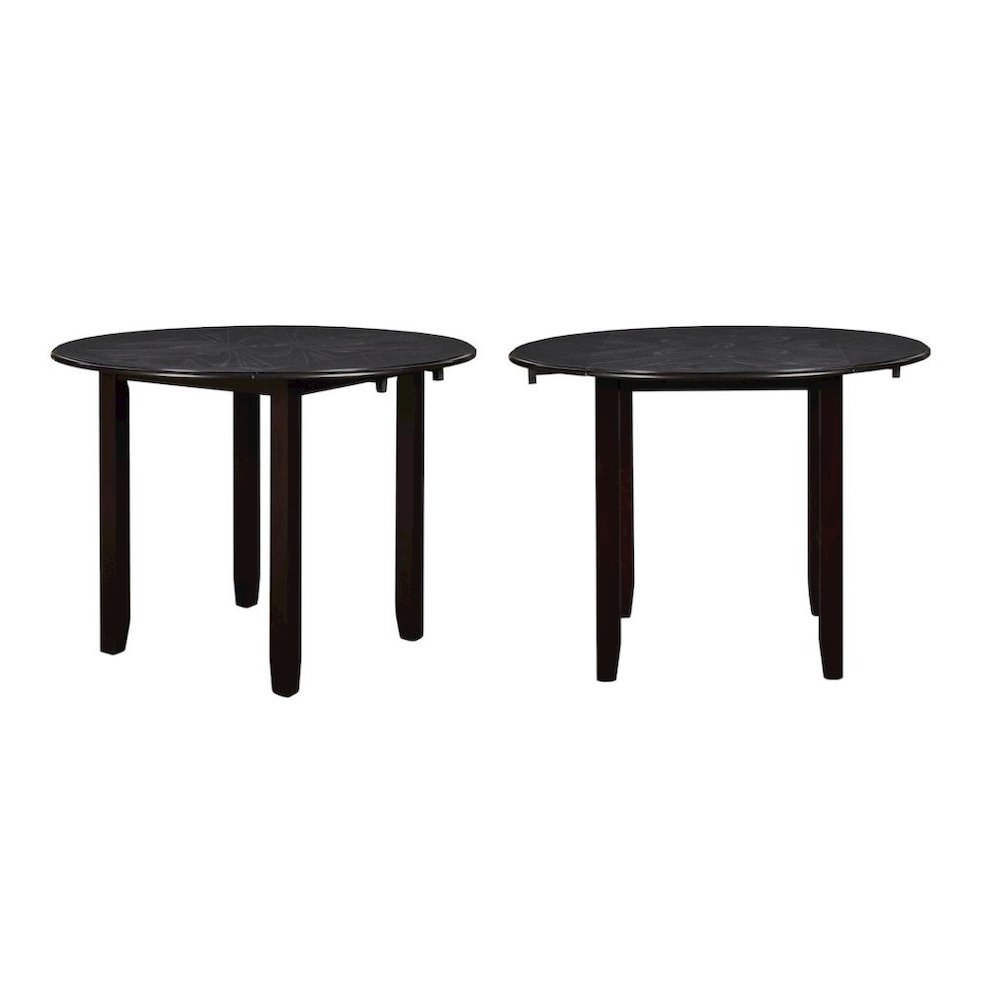 Brown Drop Leaf Table and Chairs Set, Compact Round Dining Table with 2 Chairs