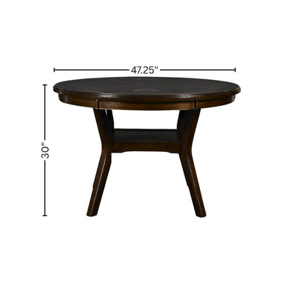 Cherry Brown 5-Piece Wood Round Dining Set, Traditional Finish