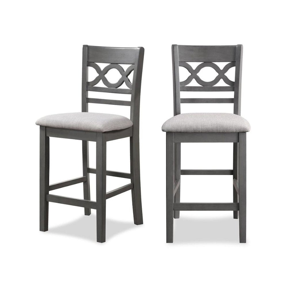 Gray Round Kitchen Table and Chairs for 4, Farmhouse 5 Piece Dining Set