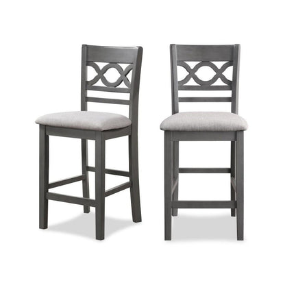 Gray Round Kitchen Table and Chairs for 4, Farmhouse 5 Piece Dining Set
