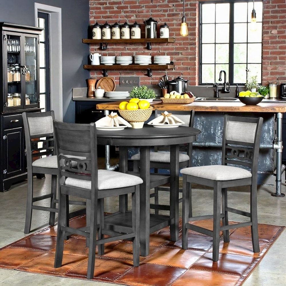 Gray Wood Dining Table Set for 4 – Kitchen Table Chairs Set of 5-pcs