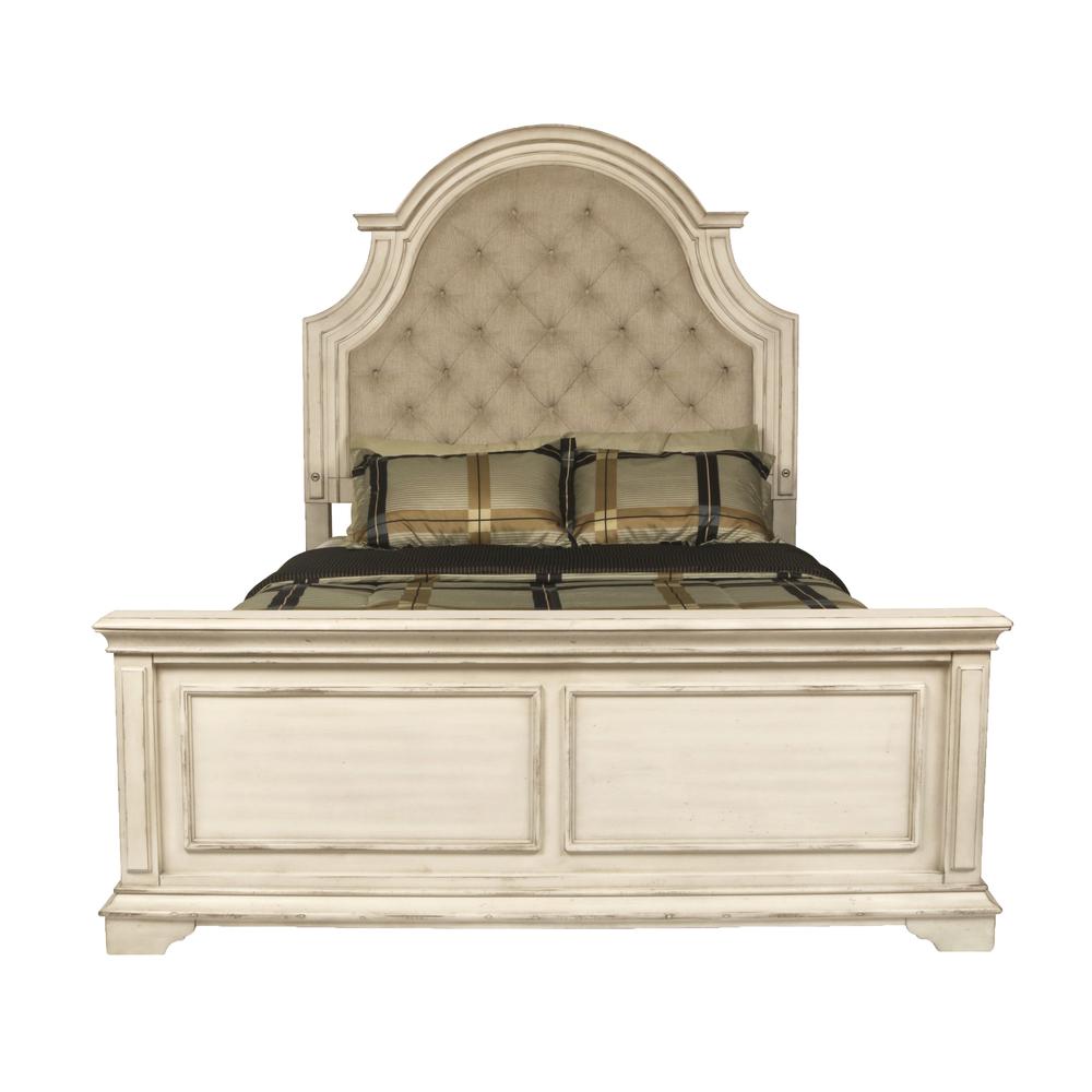 Furniture Anastasia California King Wood Bed in Ant White