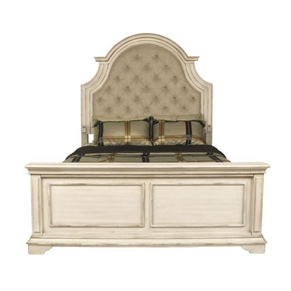 Furniture Anastasia California King Wood Bed in Ant White