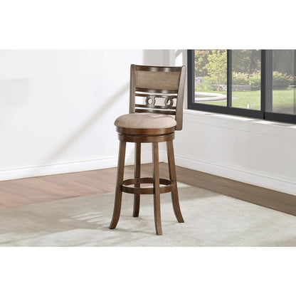 Gia 29" Solid Wood Swivel Bar Stool with Fabric Seat in Cherry