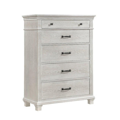 Silver Sands Wood 5-Drawer Chest in Gray