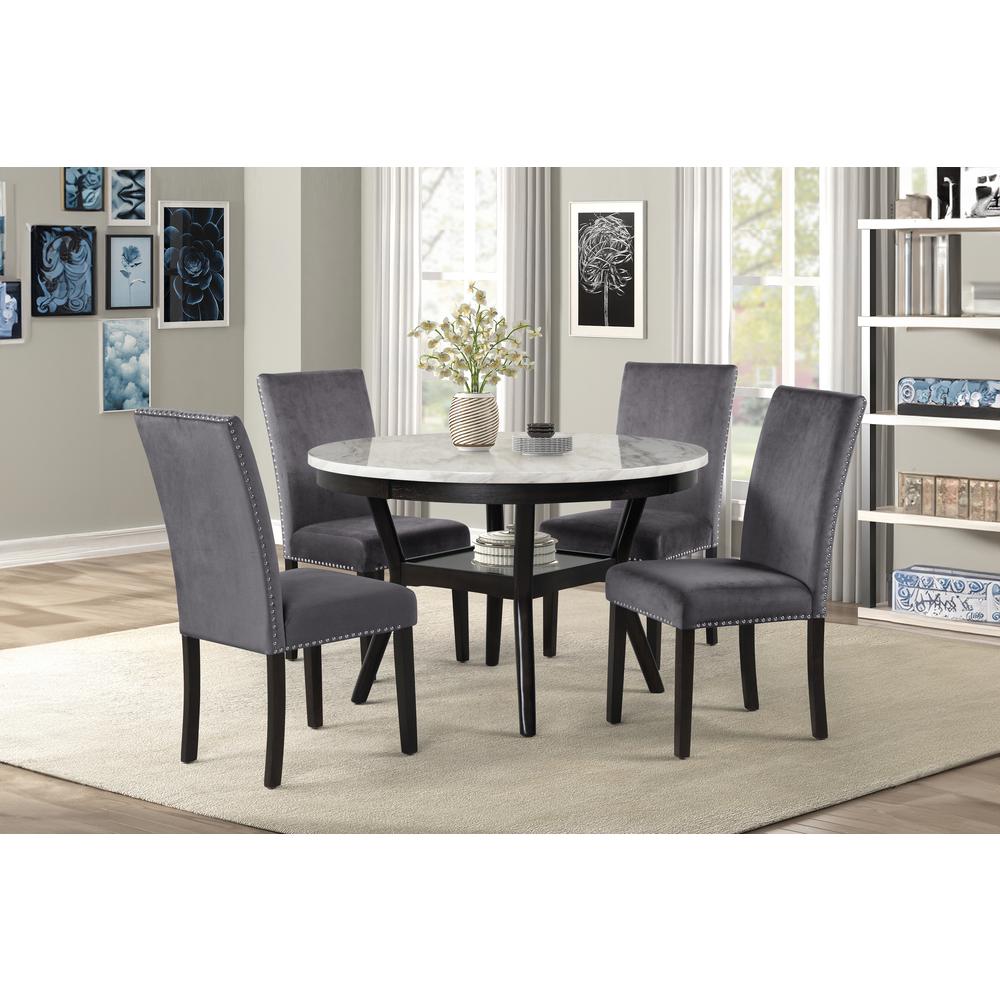 Furniture Celeste Faux Marble & Wood Dining Table in Espresso