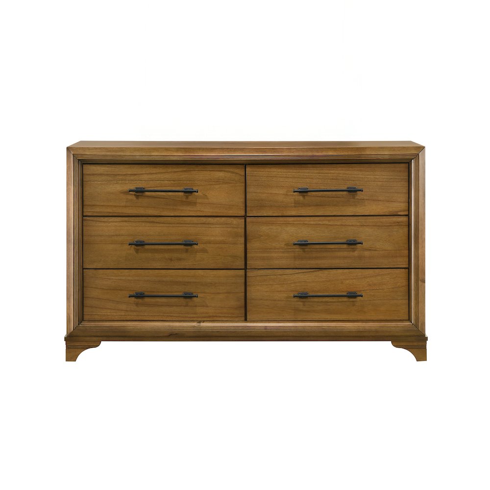 Talcott Wood 6-Drawer Dresser in Honey/Brown