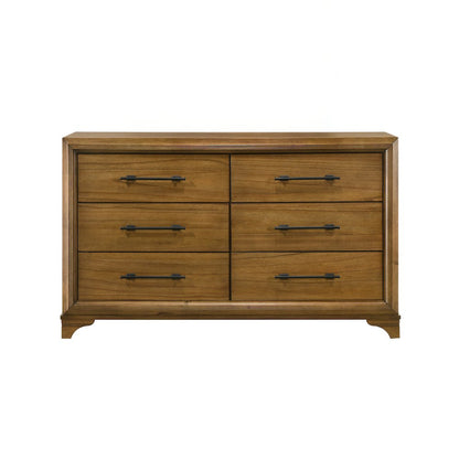 Talcott Wood 6-Drawer Dresser in Honey/Brown