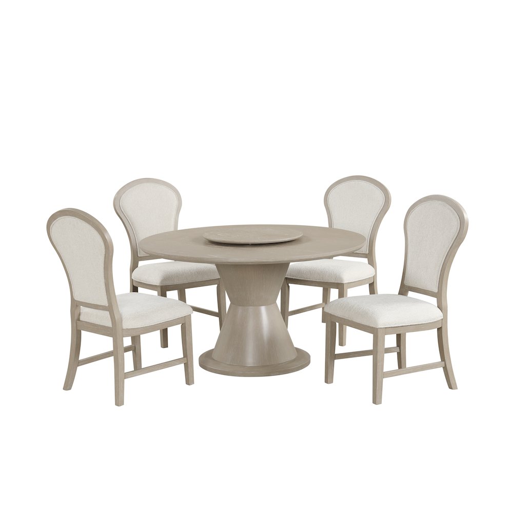 Gwendolyn 5-Pc Wood Round Dining Set w Chairs in Taupe