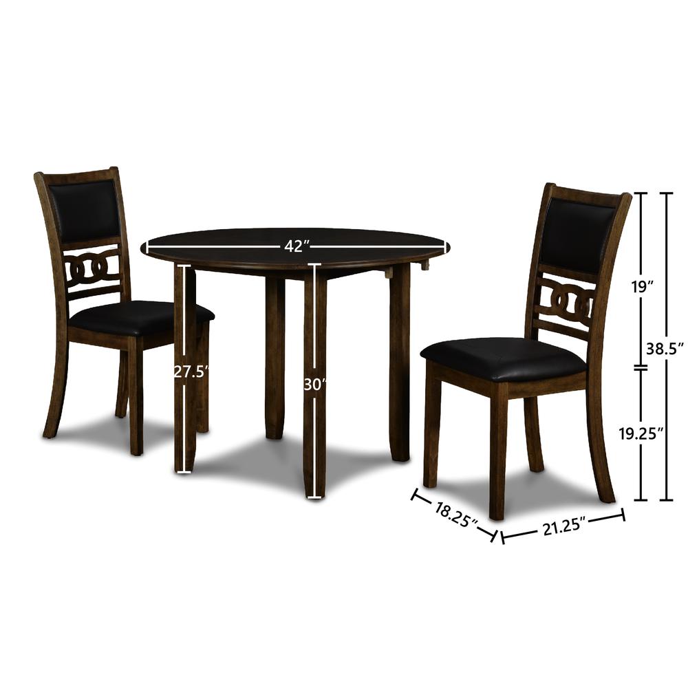 Furniture Gia Solid Wood Dining Drop Leaf Table 2 Chairs in Brown