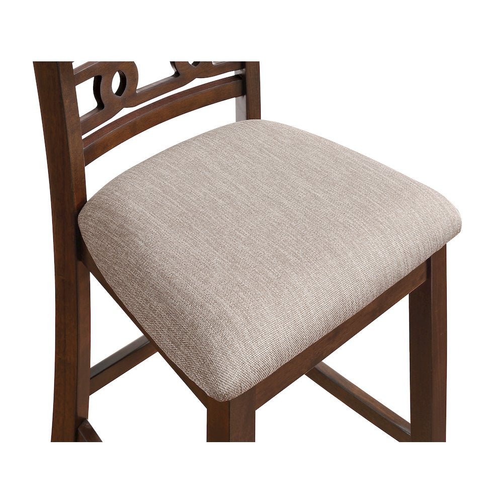 Furniture Gia Solid Wood Counter Table 2 Chairs in Cherry Brown