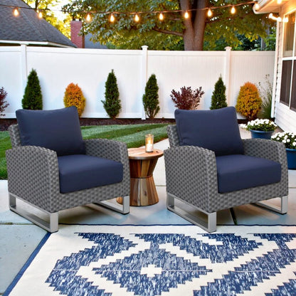 Outdoor Chairs Set of 2 Gray Aluminum Metal Patio Furniture Sets Chairs