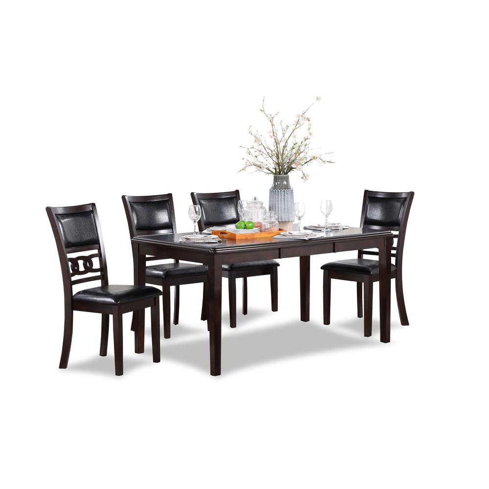 Gia 5-Piece 60" Wood Rectangular Dining Set with 4 Chairs in Ebony